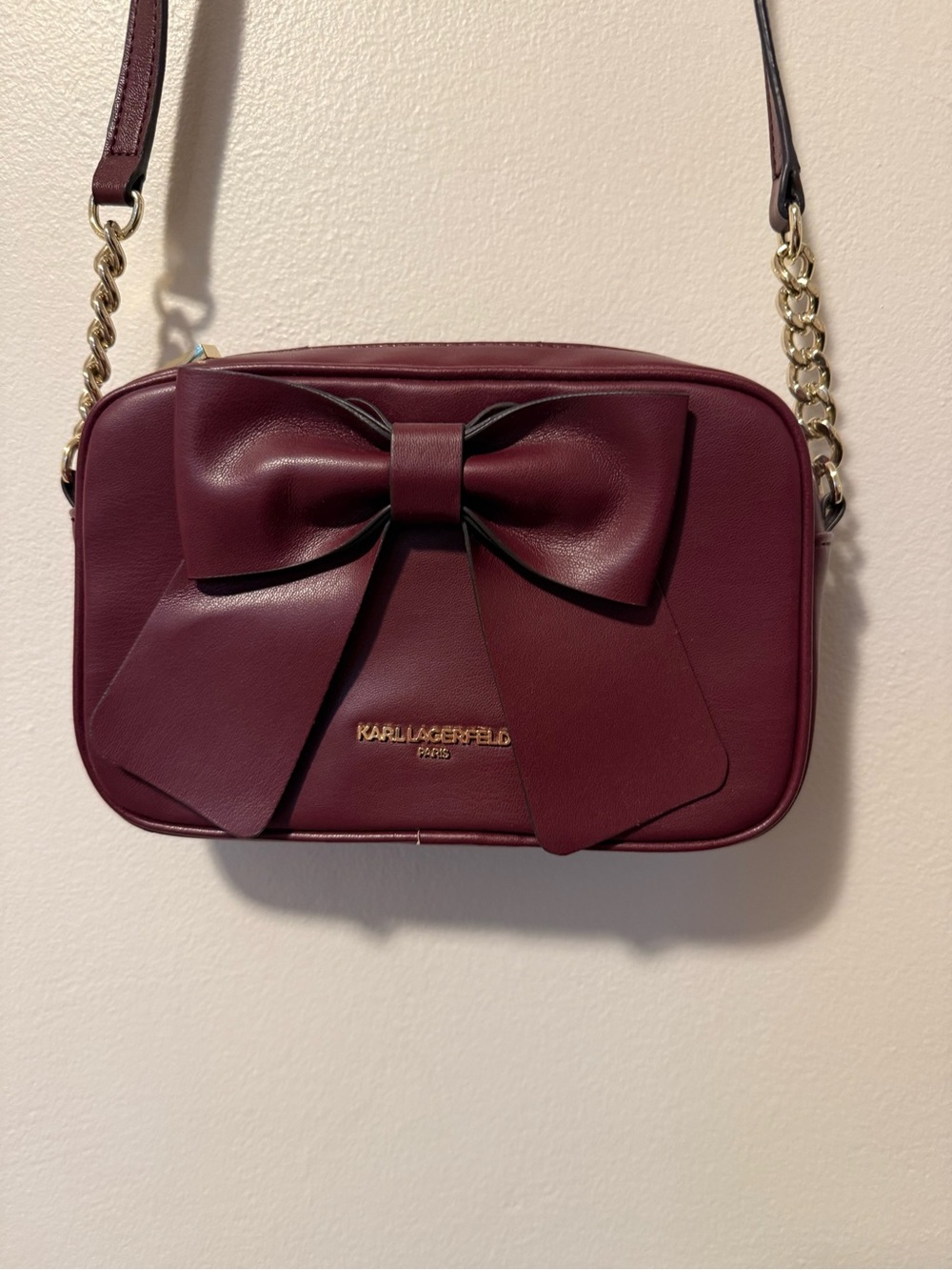 Karl Lagerfeld Plum Crossbody Shoulder Bag with Adjustable Strap GUC
